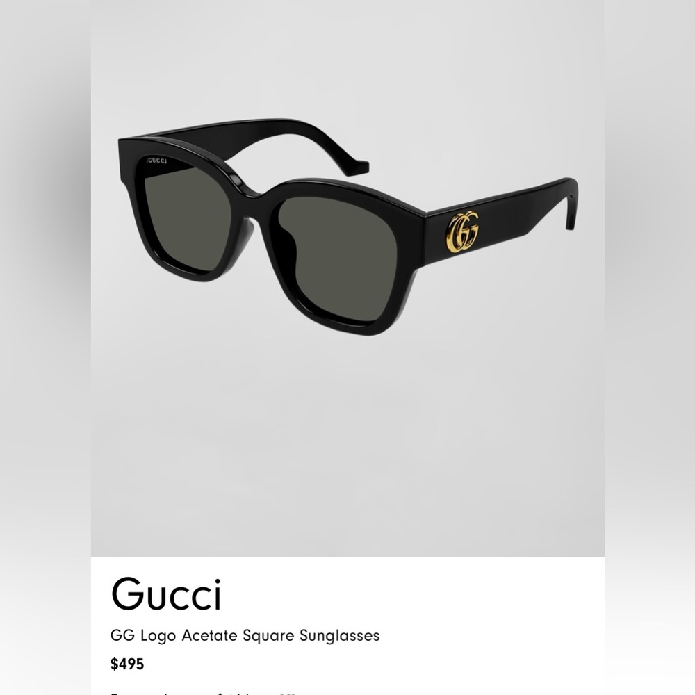 100% Authentic Gucci logo square sunglasses $495 retail!